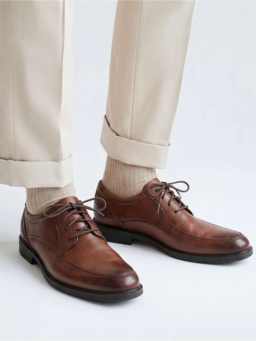 Rockport 2 Apron Toe lace up new‎ brown gradient square toe shoes size 9.5